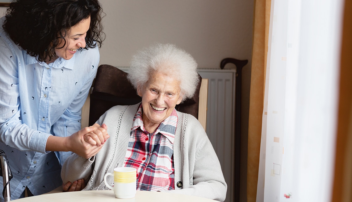 Senior woman getting care and assistance