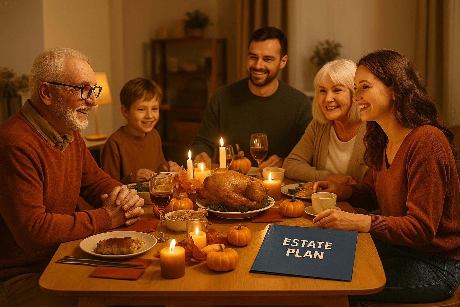 A family celebrating thanksgiving