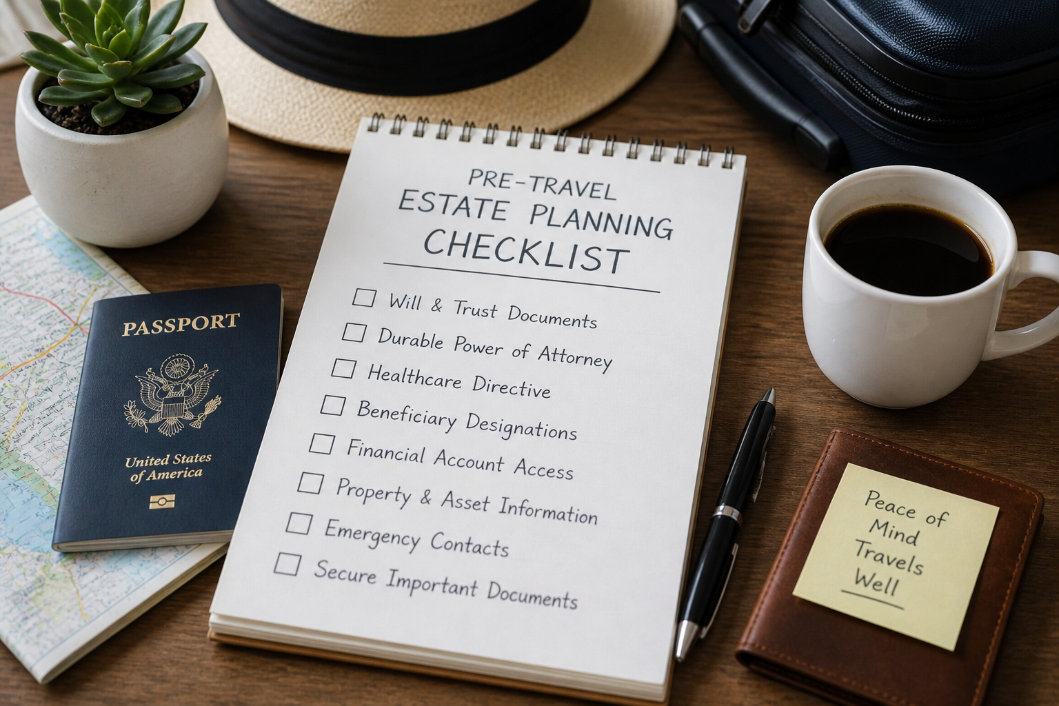 Pre-trip planning and estate checklist