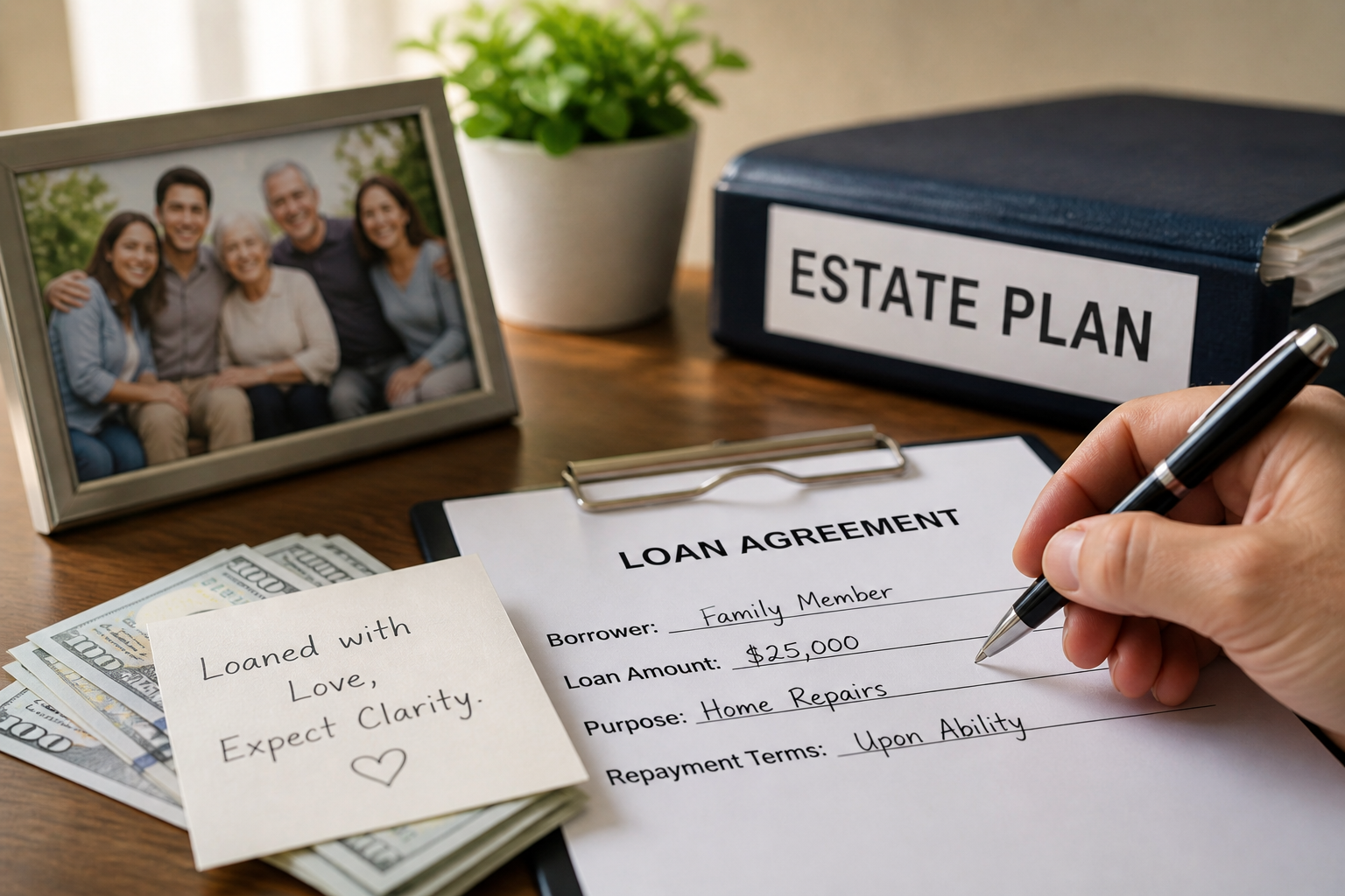 Family loan agreement and financial planning
