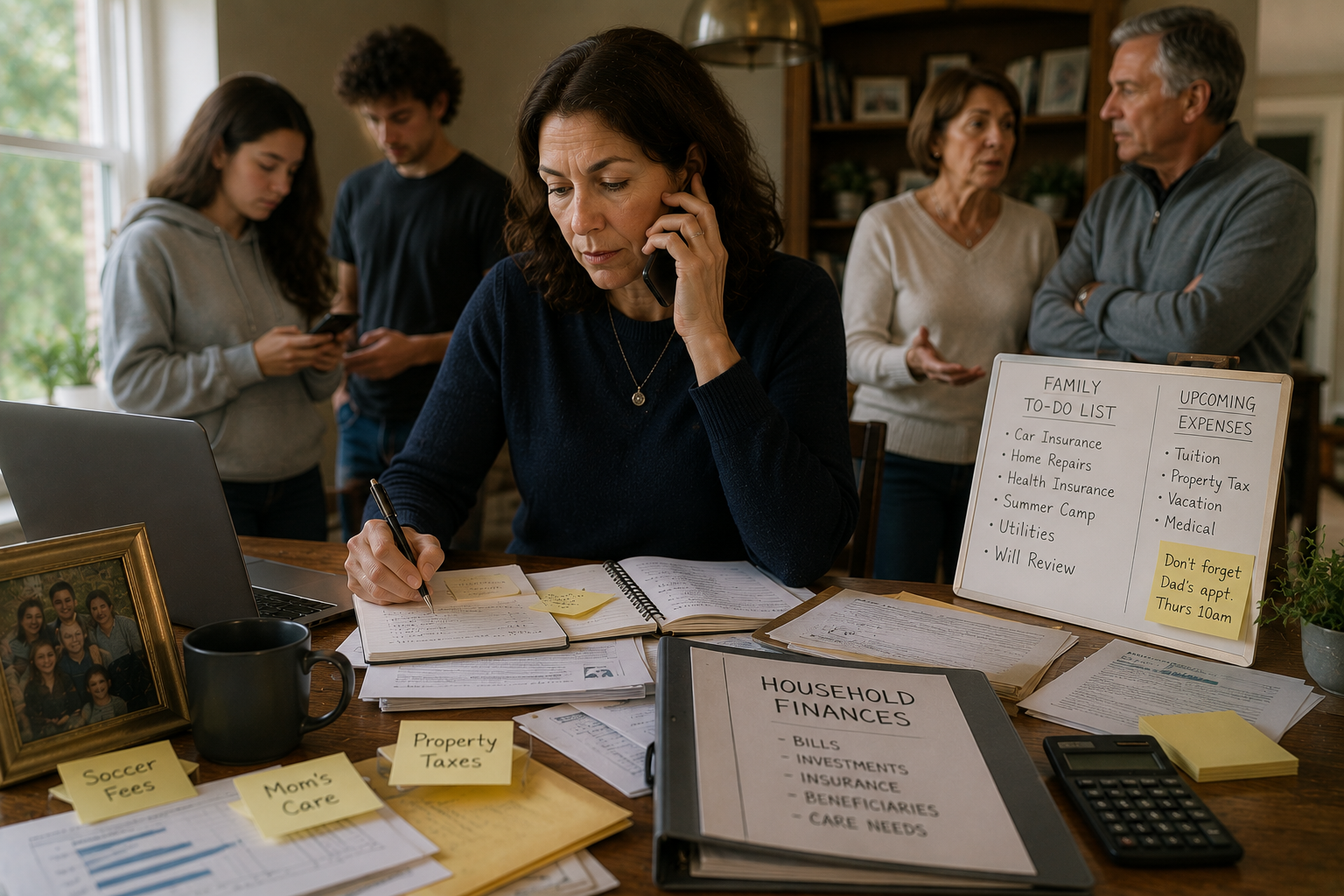 Family finances management in a home office