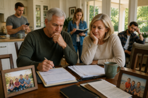 Family discussion over finances at home