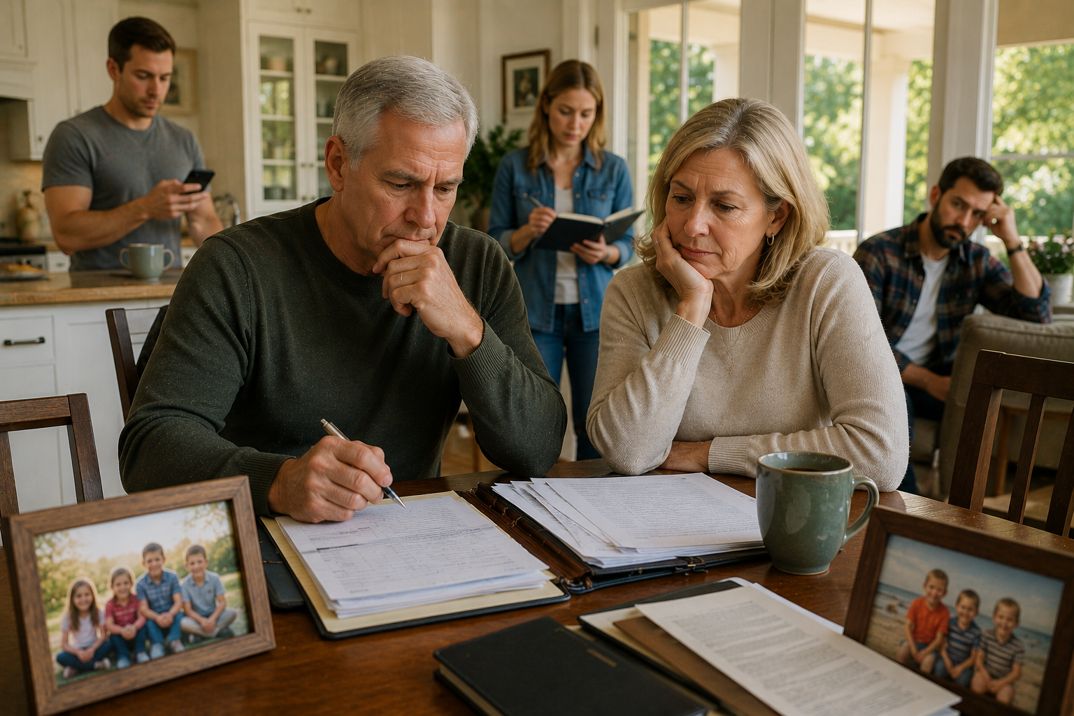 Family discussion over finances at home