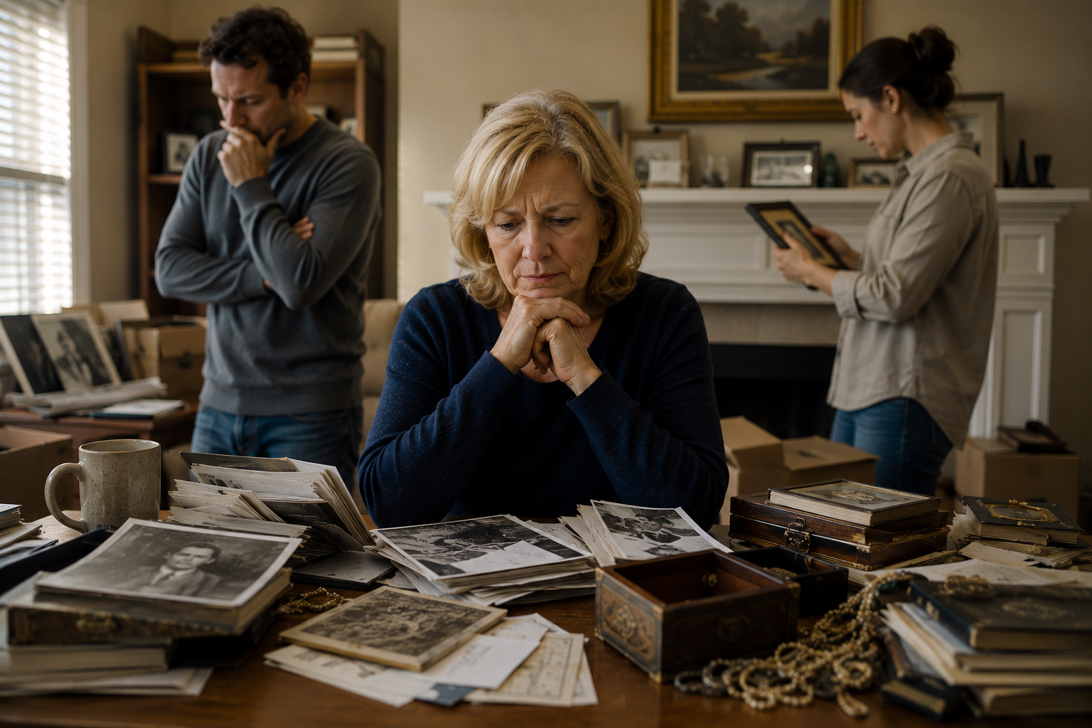 Sorting through memories in quiet contemplation